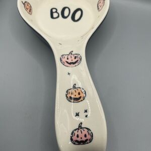 New Potters Studio Halloween Jack O' Lantern Pumpkin BOO Spoon Rest NEW